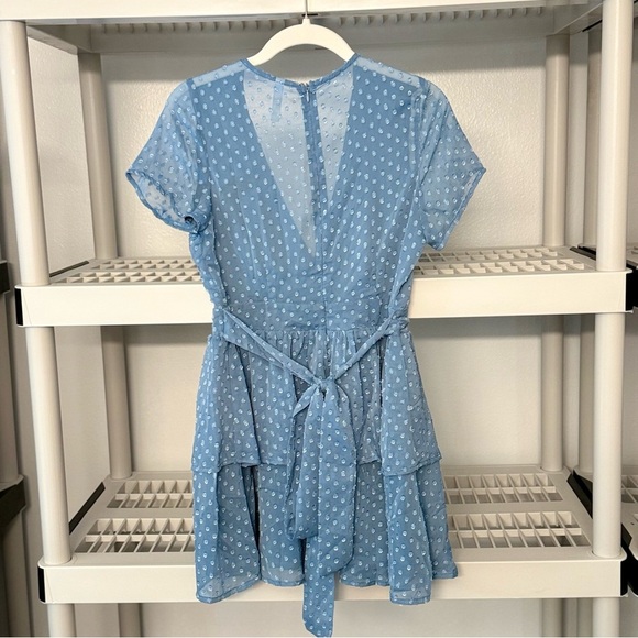 Lucy in the Sky Light Blue Polka Dot Take Me to Paris Mini Dress Size S - Picture 2 of 9